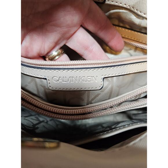Authentic Calvin Klein Taupe/Tan/Beige Signature Satchel H7DDJ6XG - Picture 5 of 6